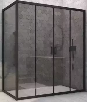 Душевой угол-ограждение «Vegas Glass» Z2P+ZPV Novo h2000 200/90 графит/чёрный матовый без поддона универсальный
