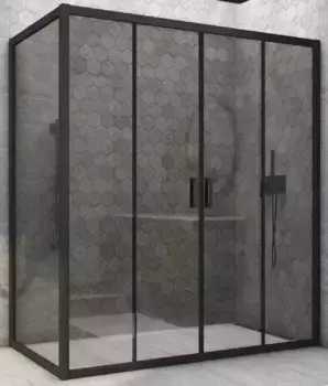 Душевой угол-ограждение «Vegas Glass» Z2P+ZPV Novo h2000 210/85 графит/чёрный матовый без поддона универсальный
