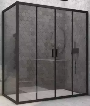 Душевой угол-ограждение «Vegas Glass» Z2P+ZPV Novo h2000 210/100 графит/чёрный матовый без поддона универсальный