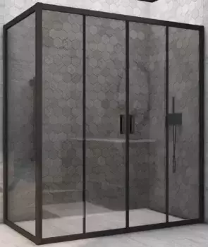 Душевой угол-ограждение «Vegas Glass» Z2P+ZPV Novo h2000 215/75 графит/чёрный матовый без поддона универсальный