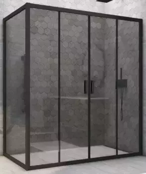 Душевой угол-ограждение «Vegas Glass» Z2P+ZPV Novo h2000 220/75 графит/чёрный матовый без поддона универсальный