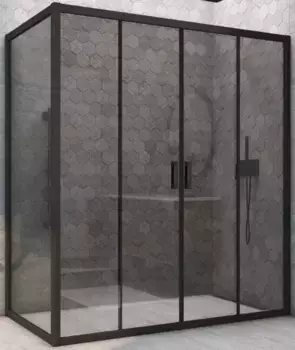 Душевой угол-ограждение «Vegas Glass» Z2P+ZPV Novo h2000 220/70 графит/чёрный матовый без поддона универсальный