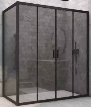 Душевой угол-ограждение «Vegas Glass» Z2P+ZPV Novo h2000 220/100 графит/чёрный матовый без поддона универсальный