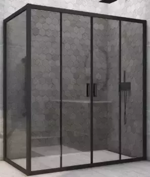 Душевой угол-ограждение «Vegas Glass» Z2P+ZPV Novo h2000 205/100 графит/чёрный матовый без поддона универсальный