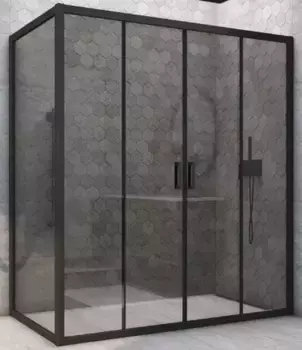 Душевой угол-ограждение «Vegas Glass» Z2P+ZPV Novo h2000 180/70 графит/чёрный матовый без поддона универсальный