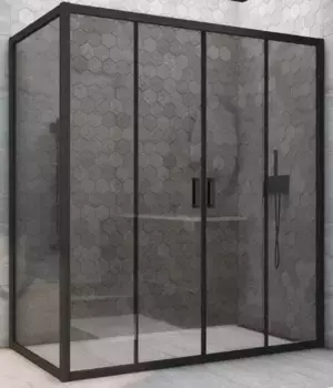 Душевой угол-ограждение «Vegas Glass» Z2P+ZPV Novo h2000 185/90 графит/чёрный матовый без поддона универсальный