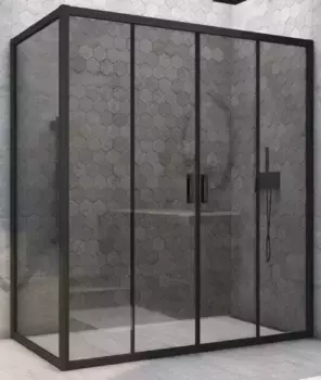 Душевой угол-ограждение «Vegas Glass» Z2P+ZPV Novo h2000 185/100 графит/чёрный матовый без поддона универсальный