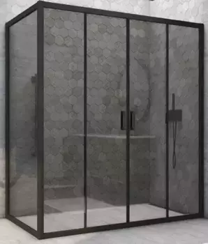 Душевой угол-ограждение «Vegas Glass» Z2P+ZPV Novo h2000 215/85 графит/чёрный матовый без поддона универсальный