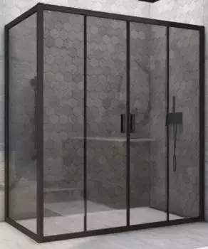Душевой угол-ограждение «Vegas Glass» Z2P+ZPV Novo h2000 175/85 графит/чёрный матовый без поддона универсальный