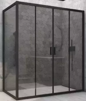 Душевой угол-ограждение «Vegas Glass» Z2P+ZPV Novo h2000 200/80 графит/чёрный матовый без поддона универсальный