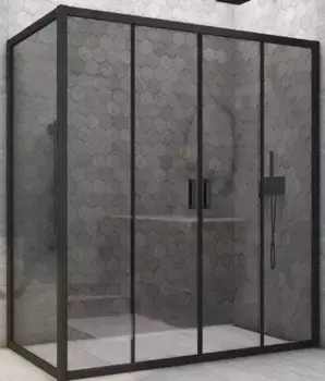 Душевой угол-ограждение «Vegas Glass» Z2P+ZPV Novo h2000 205/80 графит/чёрный матовый без поддона универсальный