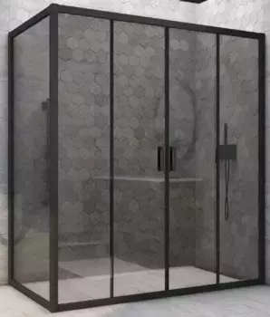 Душевой угол-ограждение «Vegas Glass» Z2P+ZPV Novo h2000 215/80 графит/чёрный матовый без поддона универсальный