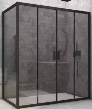 Душевой угол-ограждение «Vegas Glass» Z2P+ZPV Novo h2000 215/100 графит/чёрный матовый без поддона универсальный