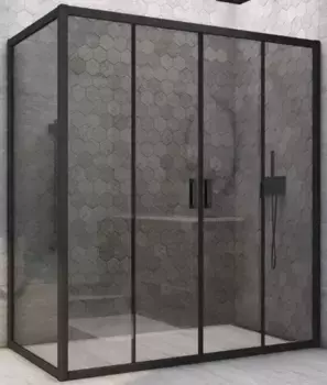Душевой угол-ограждение «Vegas Glass» Z2P+ZPV Novo h2000 170/100 графит/чёрный матовый без поддона универсальный