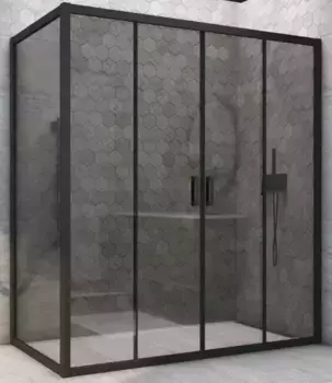 Душевой угол-ограждение «Vegas Glass» Z2P+ZPV Novo h2000 195/85 графит/чёрный матовый без поддона универсальный