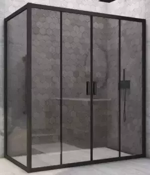 Душевой угол-ограждение «Vegas Glass» Z2P+ZPV Novo h2000 195/90 графит/чёрный матовый без поддона универсальный
