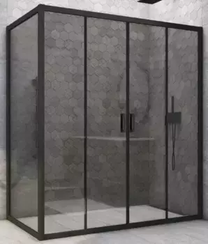 Душевой угол-ограждение «Vegas Glass» Z2P+ZPV Novo h2000 200/100 графит/чёрный матовый без поддона универсальный