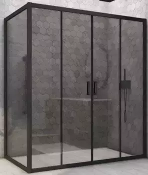 Душевой угол-ограждение «Vegas Glass» Z2P+ZPV Novo h2000 205/75 графит/чёрный матовый без поддона универсальный