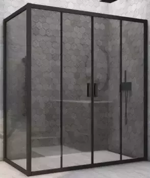 Душевой угол-ограждение «Vegas Glass» Z2P+ZPV Novo h2000 205/85 графит/чёрный матовый без поддона универсальный
