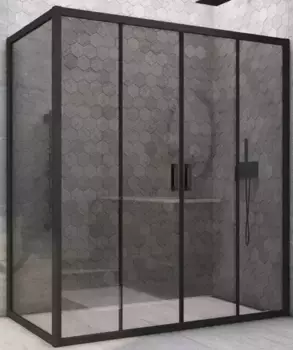 Душевой угол-ограждение «Vegas Glass» Z2P+ZPV Novo h2000 210/75 графит/чёрный матовый без поддона универсальный