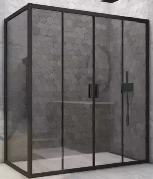 Душевой угол-ограждение «Vegas Glass» Z2P+ZPV Novo h2000 220/80 графит/чёрный матовый без поддона универсальный