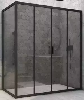 Душевой угол-ограждение «Vegas Glass» Z2P+ZPV Novo h2000 220/85 графит/чёрный матовый без поддона универсальный