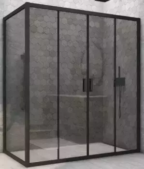 Душевой угол-ограждение «Vegas Glass» Z2P+ZPV Novo h2000 170/80 графит/чёрный матовый без поддона универсальный