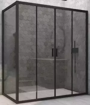 Душевой угол-ограждение «Vegas Glass» Z2P+ZPV Novo h2000 170/85 графит/чёрный матовый без поддона универсальный