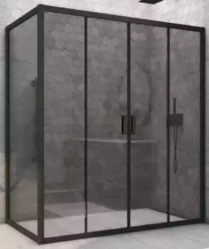 Душевой угол-ограждение «Vegas Glass» Z2P+ZPV Novo h2000 180/90 графит/чёрный матовый без поддона универсальный