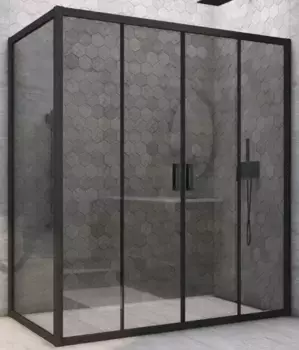 Душевой угол-ограждение «Vegas Glass» Z2P+ZPV Novo h2000 185/80 графит/чёрный матовый без поддона универсальный