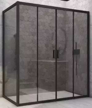 Душевой угол-ограждение «Vegas Glass» Z2P+ZPV Novo h2000 185/95 графит/чёрный матовый без поддона универсальный