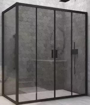 Душевой угол-ограждение «Vegas Glass» Z2P+ZPV Novo h2000 190/75 графит/чёрный матовый без поддона универсальный