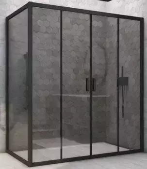 Душевой угол-ограждение «Vegas Glass» Z2P+ZPV Novo h2000 195/75 графит/чёрный матовый без поддона универсальный