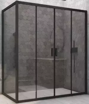 Душевой угол-ограждение «Vegas Glass» Z2P+ZPV Novo h2000 210/95 графит/чёрный матовый без поддона универсальный