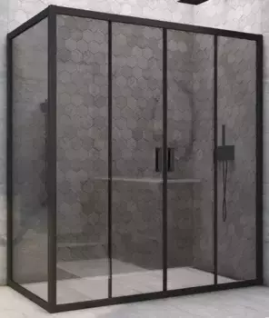 Душевой угол-ограждение «Vegas Glass» Z2P+ZPV Novo h2000 175/80 графит/чёрный матовый без поддона универсальный