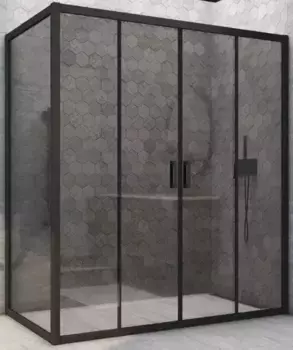 Душевой угол-ограждение «Vegas Glass» Z2P+ZPV Novo h2000 175/100 графит/чёрный матовый без поддона универсальный