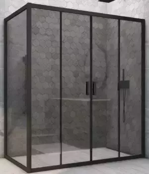 Душевой угол-ограждение «Vegas Glass» Z2P+ZPV Novo h2000 180/85 графит/чёрный матовый без поддона универсальный