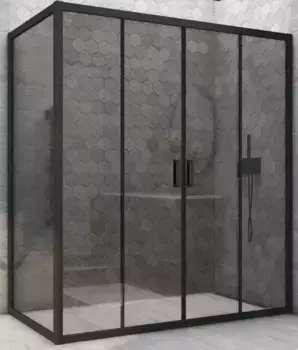 Душевой угол-ограждение «Vegas Glass» Z2P+ZPV Novo h2000 180/100 графит/чёрный матовый без поддона универсальный