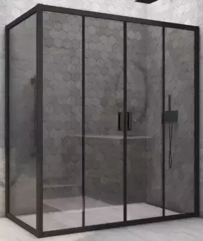 Душевой угол-ограждение «Vegas Glass» Z2P+ZPV Novo h2000 195/80 графит/чёрный матовый без поддона универсальный