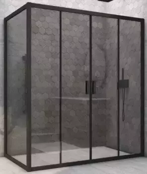Душевой угол-ограждение «Vegas Glass» Z2P+ZPV Novo h2000 195/100 графит/чёрный матовый без поддона универсальный