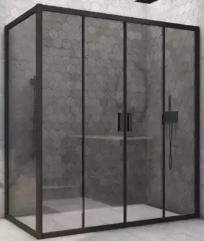 Душевой угол-ограждение «Vegas Glass» Z2P+ZPV Novo h2000 205/95 графит/чёрный матовый без поддона универсальный