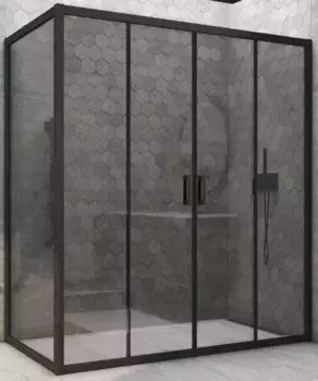 Душевой угол-ограждение «Vegas Glass» Z2P+ZPV Novo h2000 220/90 графит/чёрный матовый без поддона универсальный