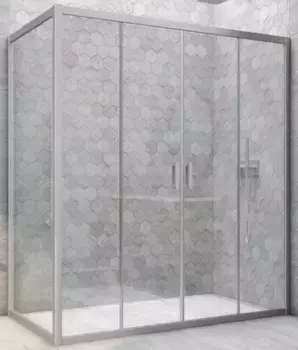Душевой угол-ограждение «Vegas Glass» Z2P+ZPV Novo h2000 155/100 Crystal vision/хром матовый без поддона универсальный