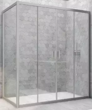 Душевой угол-ограждение «Vegas Glass» Z2P+ZPV Novo h2000 205/100 Crystal vision/хром матовый без поддона универсальный