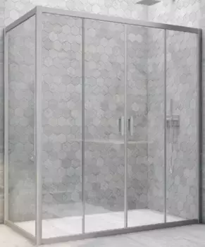 Душевой угол-ограждение «Vegas Glass» Z2P+ZPV Novo h2000 185/85 Crystal vision/хром матовый без поддона универсальный