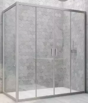 Душевой угол-ограждение «Vegas Glass» Z2P+ZPV Novo h2000 210/100 Crystal vision/хром матовый без поддона универсальный
