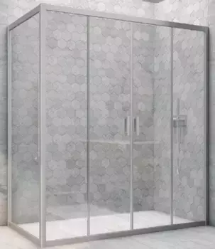 Душевой угол-ограждение «Vegas Glass» Z2P+ZPV Novo h2000 220/100 Crystal vision/хром матовый без поддона универсальный