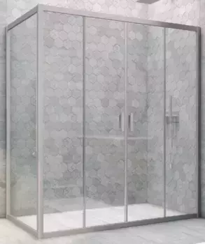 Душевой угол-ограждение «Vegas Glass» Z2P+ZPV Novo h2000 155/90 прозрачный/хром матовый без поддона универсальный