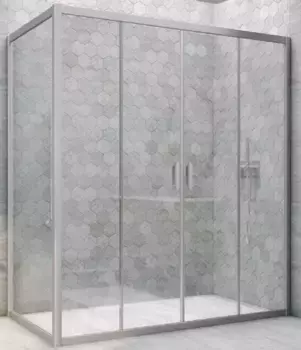 Душевой угол-ограждение «Vegas Glass» Z2P+ZPV Novo h2000 150/80 прозрачный/хром матовый без поддона универсальный