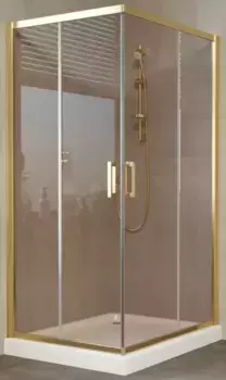 Душевой угол-ограждение «Vegas Glass» ZA-F Tur Novo 100/90 бронза/глянцевое золото без поддона универсальный